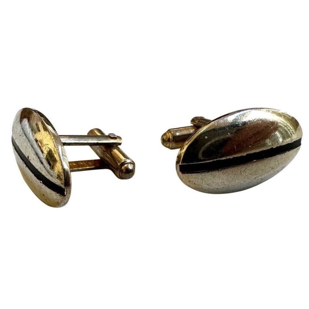 Hickok silver tone oval vintage cufflinks